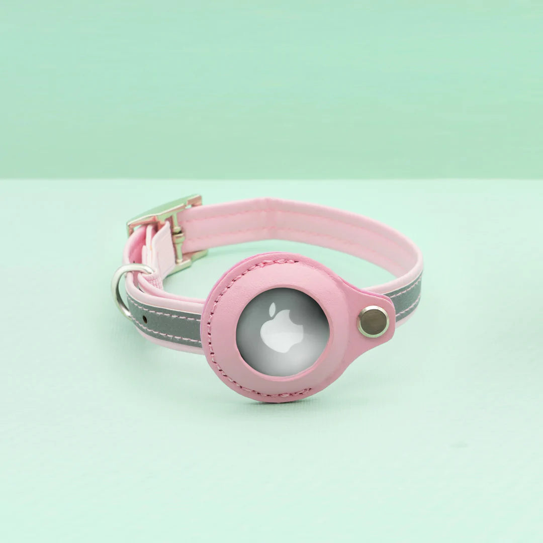 Pink Apple Airtag cat collar front