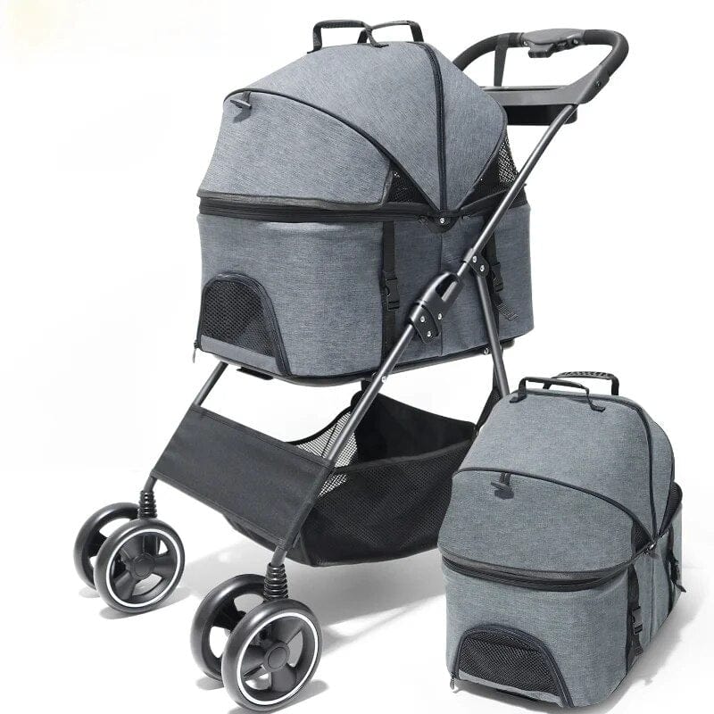 4-wheel Pet Stroller Dog Cat Portable Detachable Foldable Travel Small Bag for Outing Light Luggage Cat Casual