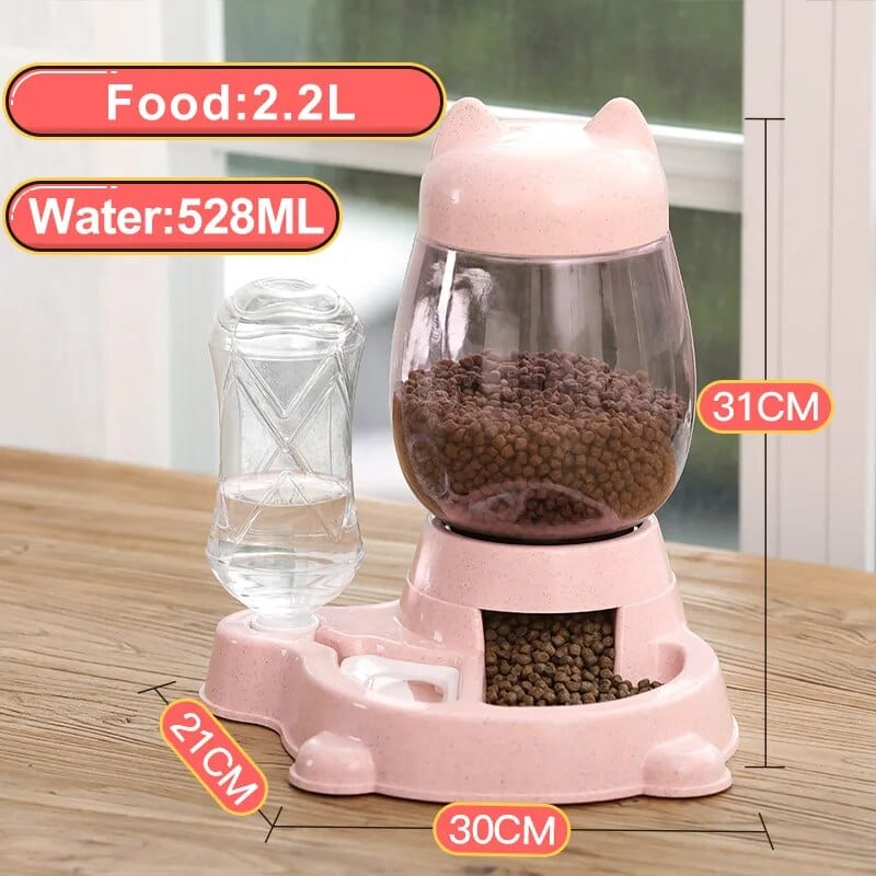 Pink Cat Automatic Feeder Bowl Cat Casual