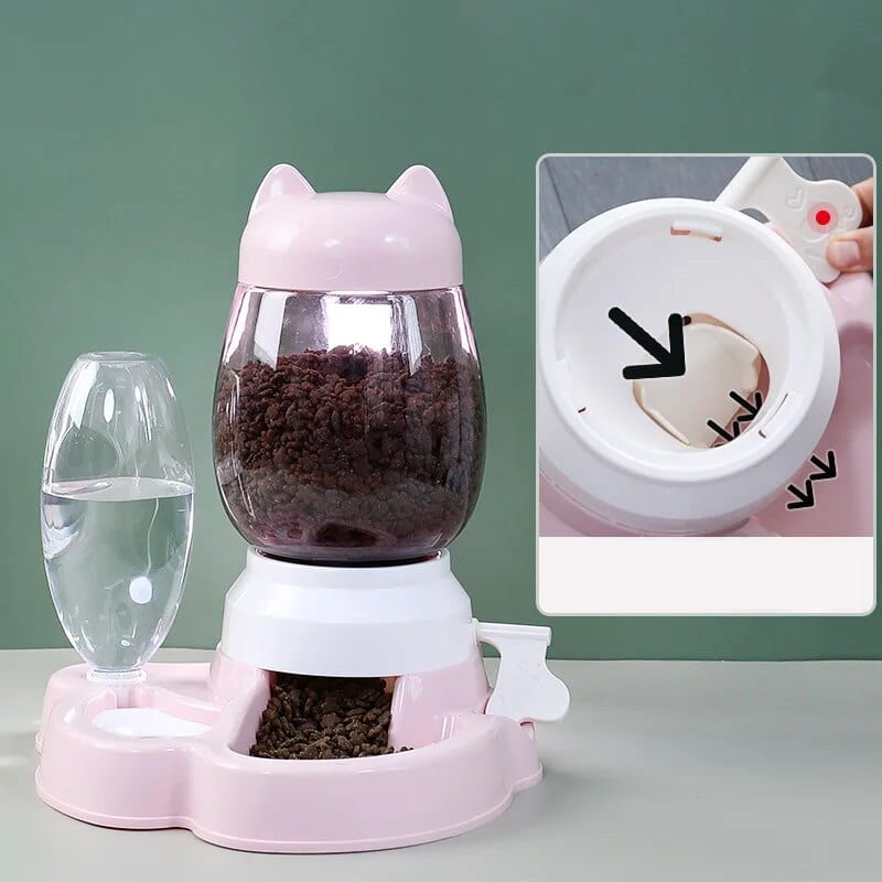Pink with switch Cat Automatic Feeder Bowl Cat Casual