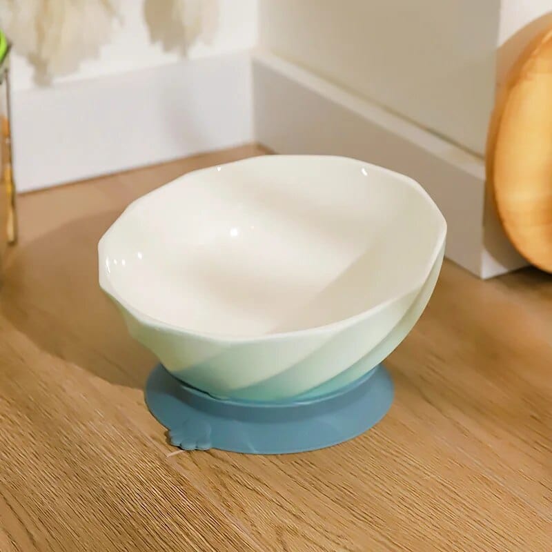 Green and White Cat Ceramic Food Water Bowl Cat Casual