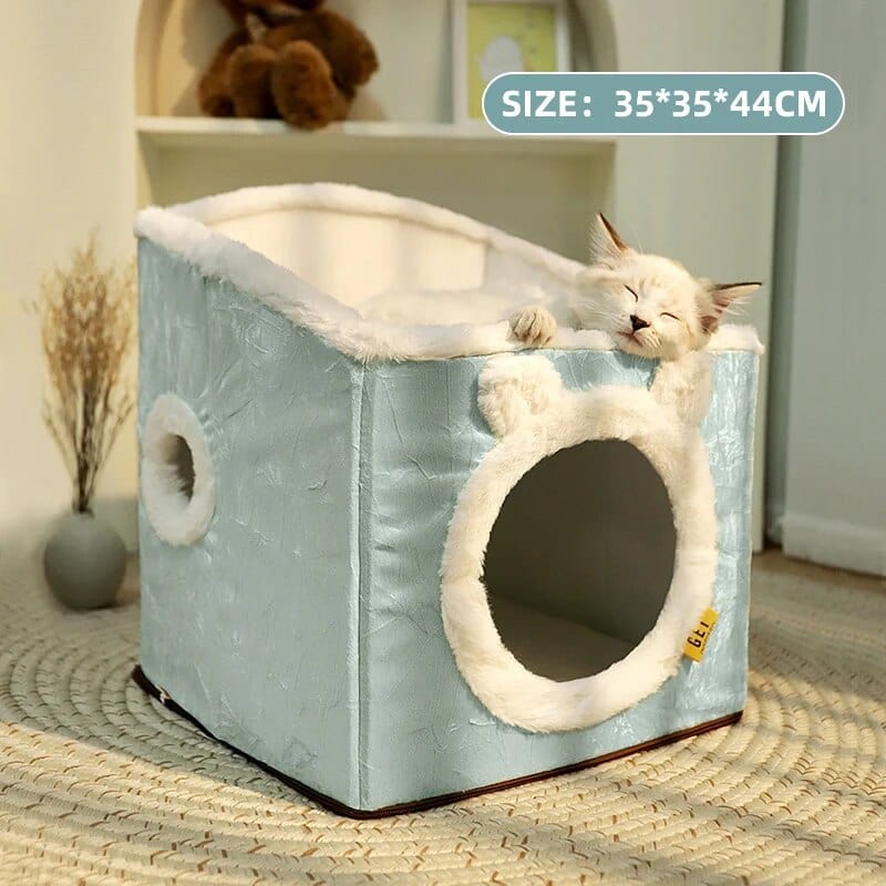 blue / 35x35x44cm Cat House Winter Cat Mat Bed Cat Casual