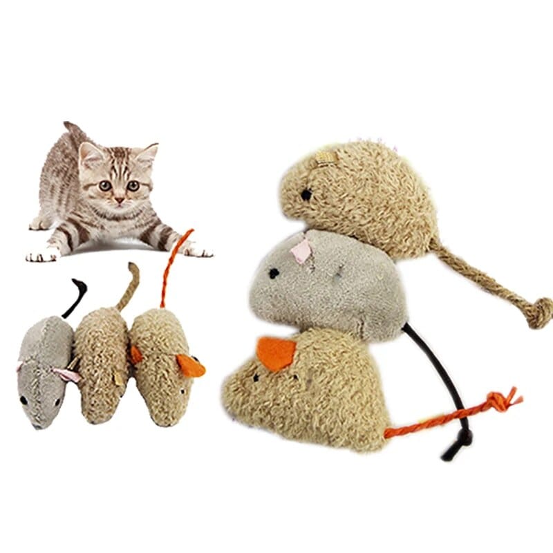 mice 3pcs/pack 10.5cm Funny Interactive Cat Toys mice Chewing Toy Rattling Sound Scratch Toy for Cats Pet-Supplies Cat Casual