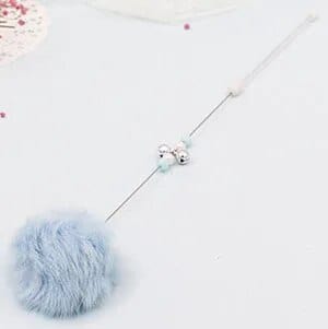 Blue Mist Cat Toys Cat Stick Rabbit fur Colorful Interactive With Small Bell Natural Cat Casual