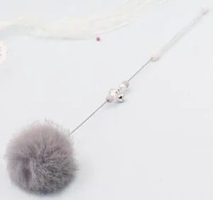 Gray Cat Toys Cat Stick Rabbit fur Colorful Interactive With Small Bell Natural Cat Casual