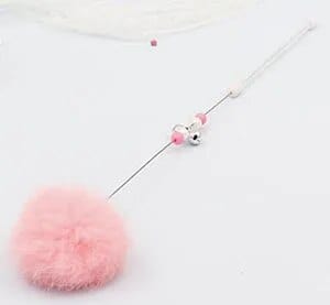 pink Cat Toys Cat Stick Rabbit fur Colorful Interactive With Small Bell Natural Cat Casual
