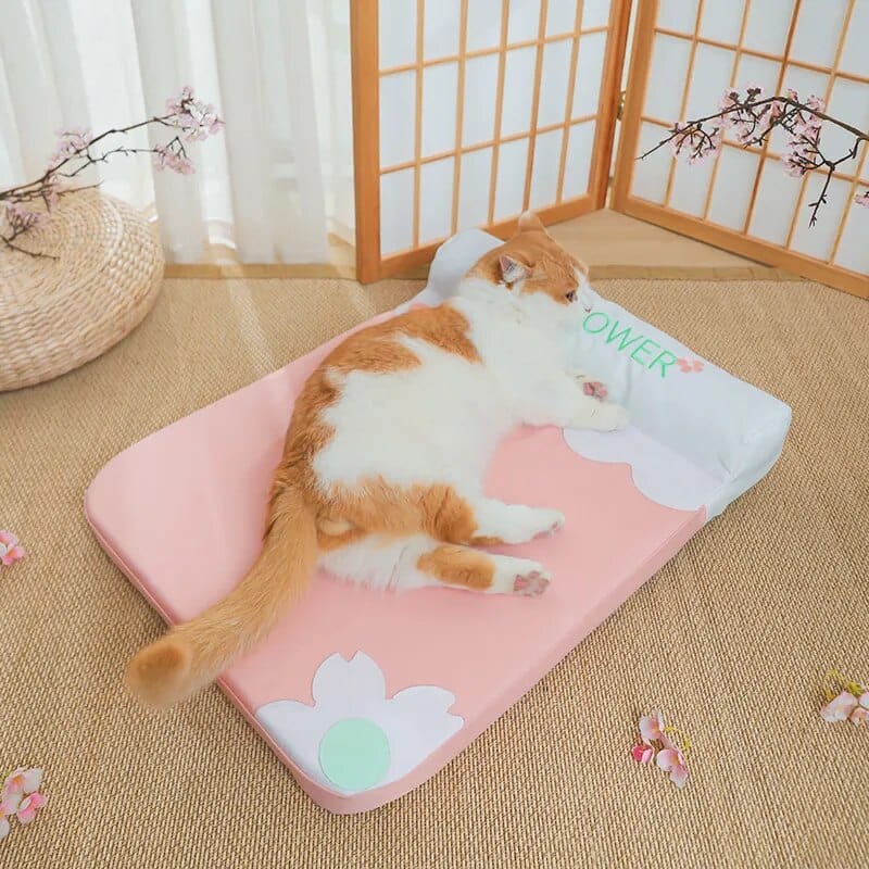 Cute Aqua Bed Mat Cat Casual