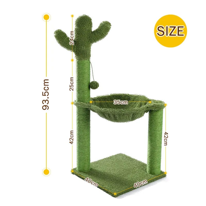 AMT0113GN Cute Cactus Pet Cat Tree with Ball Cat Casual