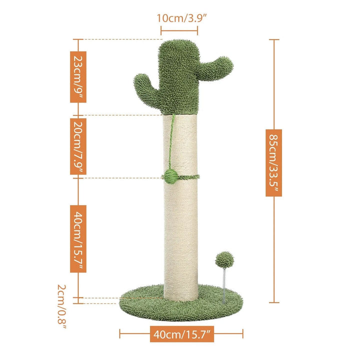 AMT0157WH Cute Cactus Pet Cat Tree with Ball Cat Casual