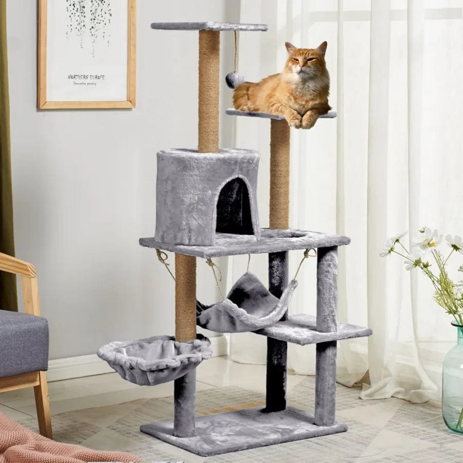 Multi-layer Cat Tree House With Swing Hammock Cat Casual