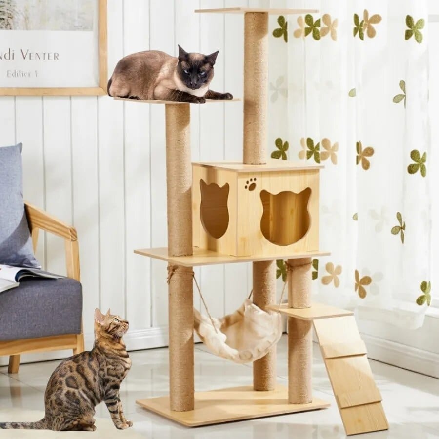 Multi-layer Wooden Cat Tower Cat Casual