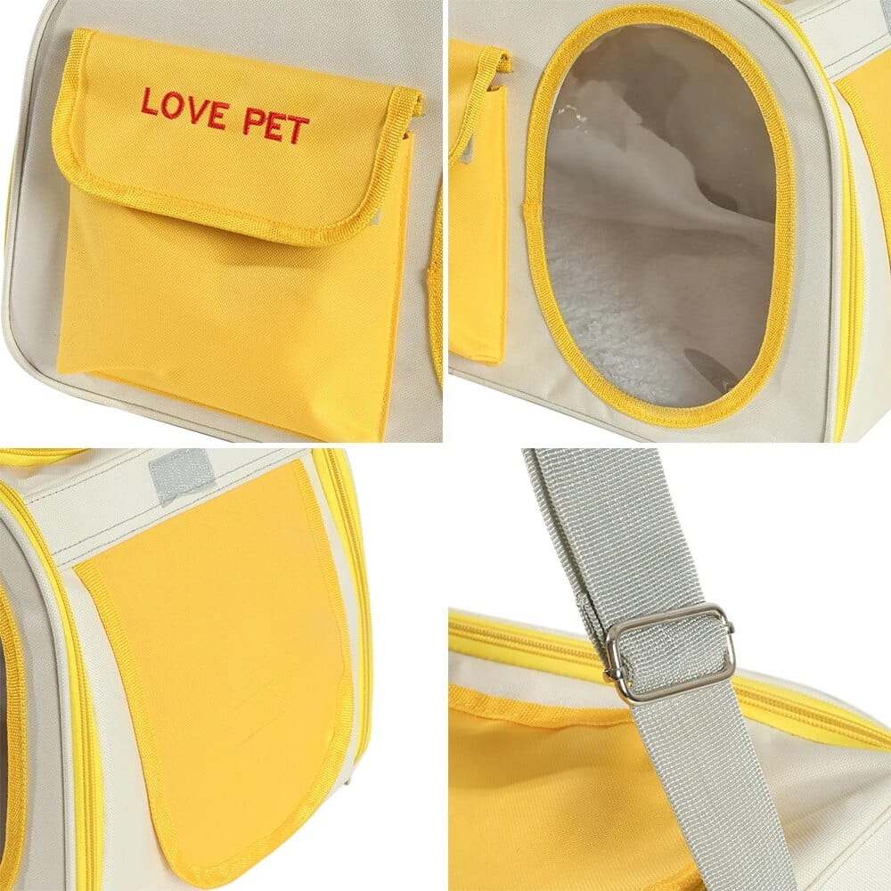 Yellow HOOPETSoft Pet Carriers Portable Breathable Foldable Bag Cat Dog Carrier Bags Outgoing Travel Pets Handbag with Locking Safety Cat Casual